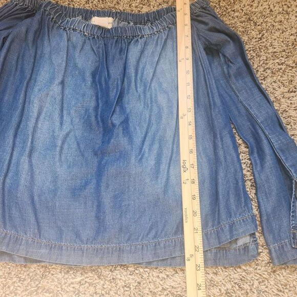 Cloth & Stone Blouse Size S Anthropologie Denim Chambray Shirt Long Sleeves - Picture 6 of 7